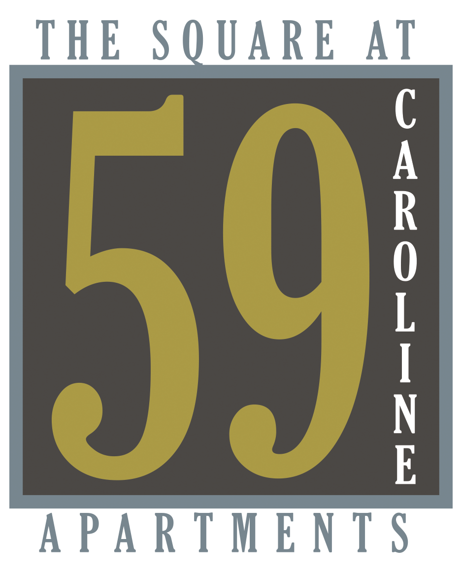 A sign for 59 Caroline Apartments is shown.